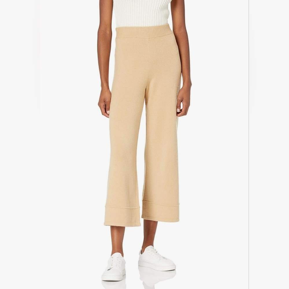 NWT The Drop "Bernadette" Pull-on Loose-fit Cropped Sweater Pant - Curds & Whey